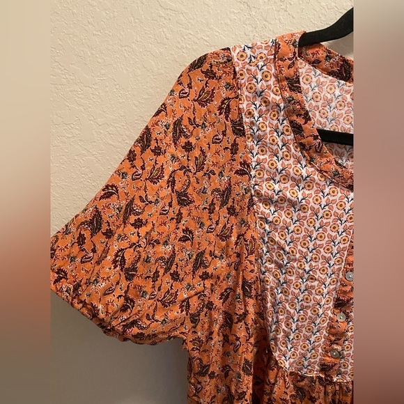 Jane and Delancey Mixed Pattern Floral Bohemian Style Blouse. - Picture 3 of 8
